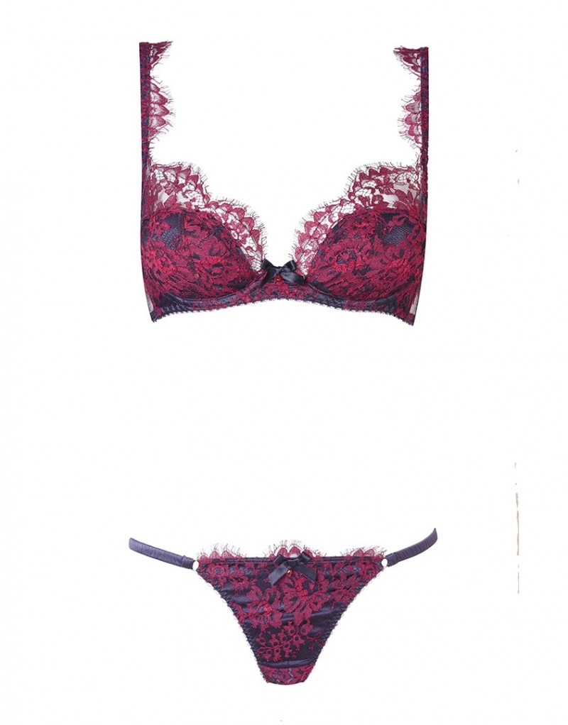 CarlineКлассические трусы с кружевной отделкой винного цвета Carline