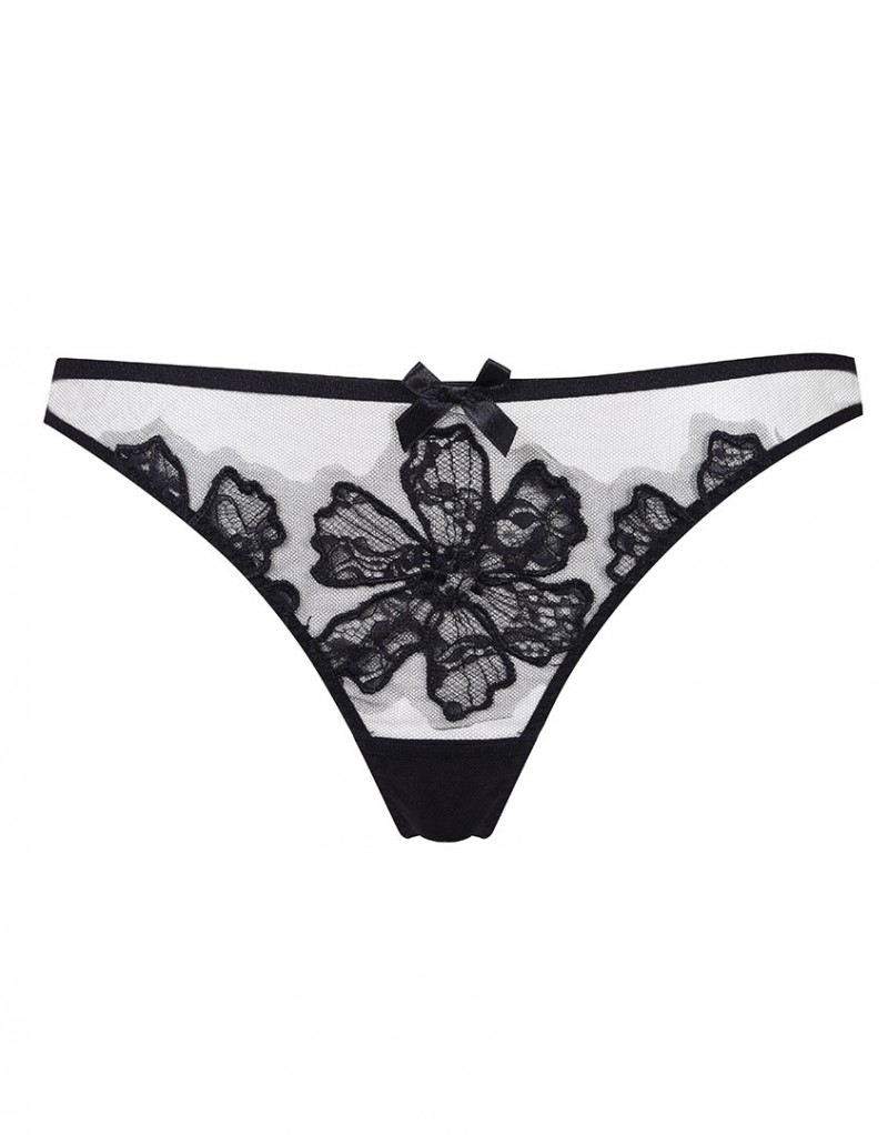 SeraphinaЧерные трусы стринги с вышивкой Seraphina