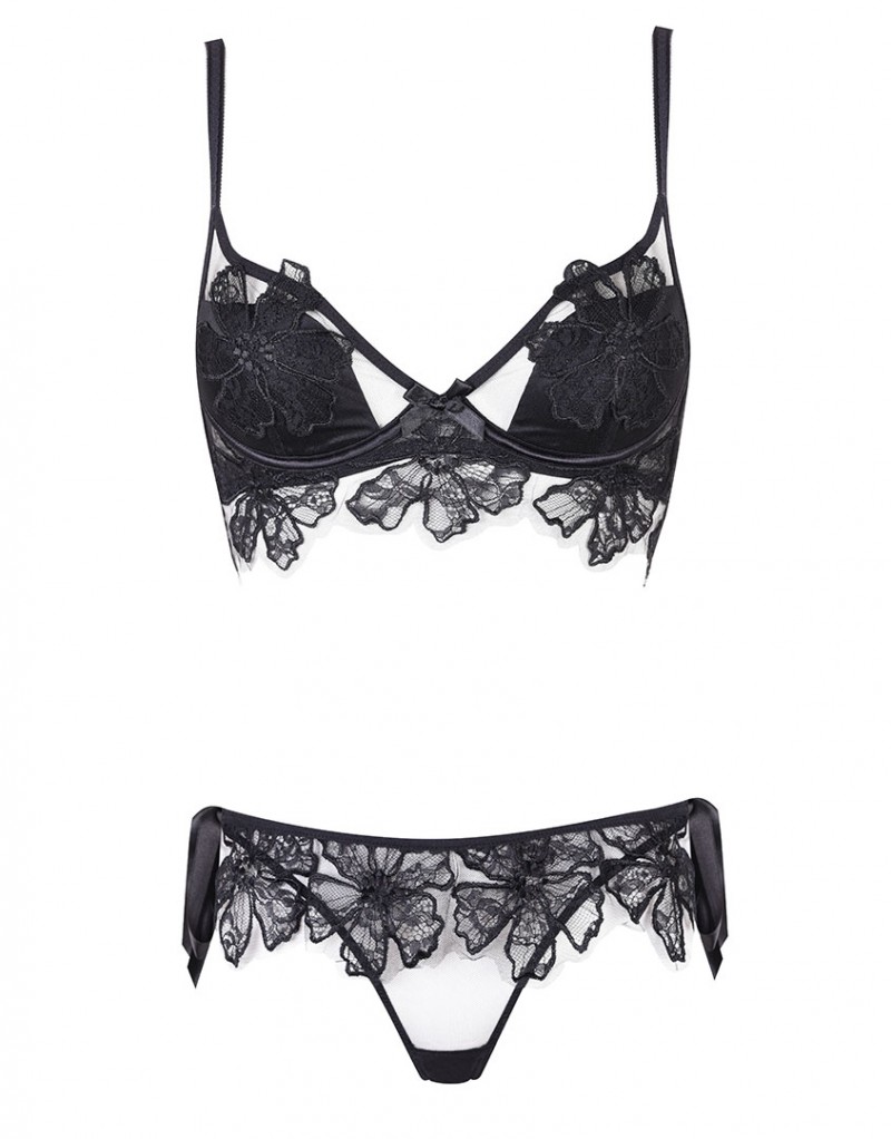 SeraphinaЧерные классические трусы tie-side с вышивкой Seraphina