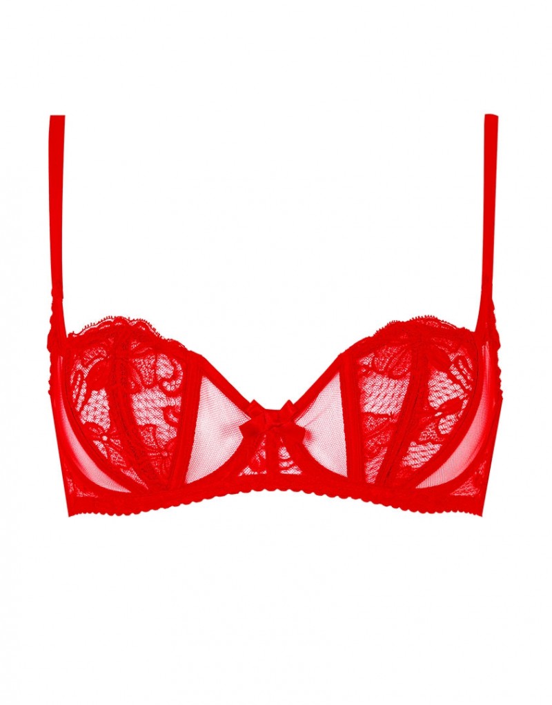 RozlynКрасный кружевной бюстгальтер балконет с мягкой чашкой Rozlyn