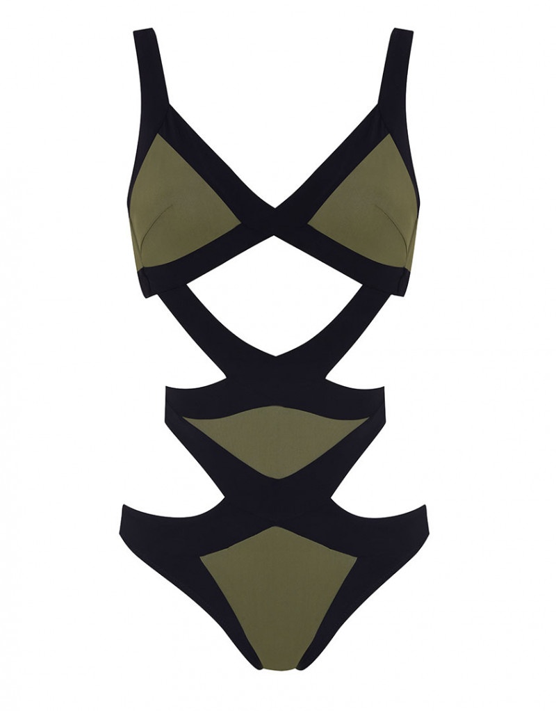 MazzyСлитный купальник цвета хаки Mazzy