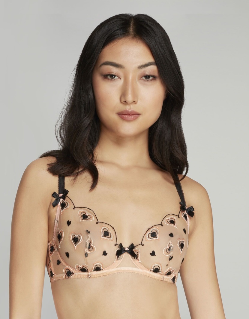 PerdiaТелесно-черный прозрачный бюстгальтер с глубокой чашкой Perdia