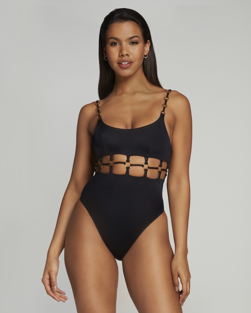 AshiaЧерный слитный купальник Ashia