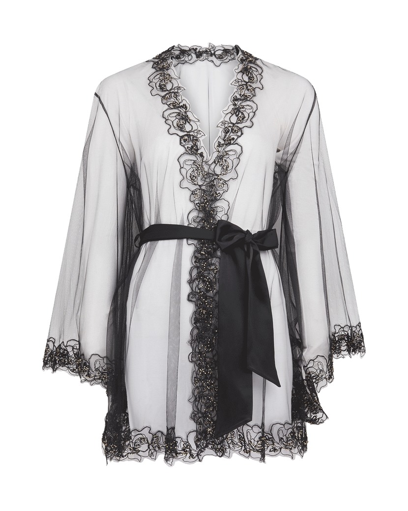 LindieЧерный прозрачный халат-кимоно Lindie