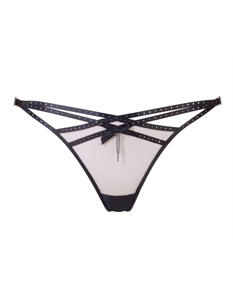 RubiЧерные трусы стринги с кристаллами Rubi