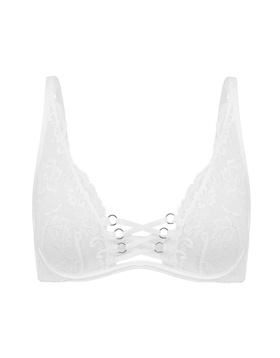 Белый кружевной бюстгальтер с глубокой чашкой Essie