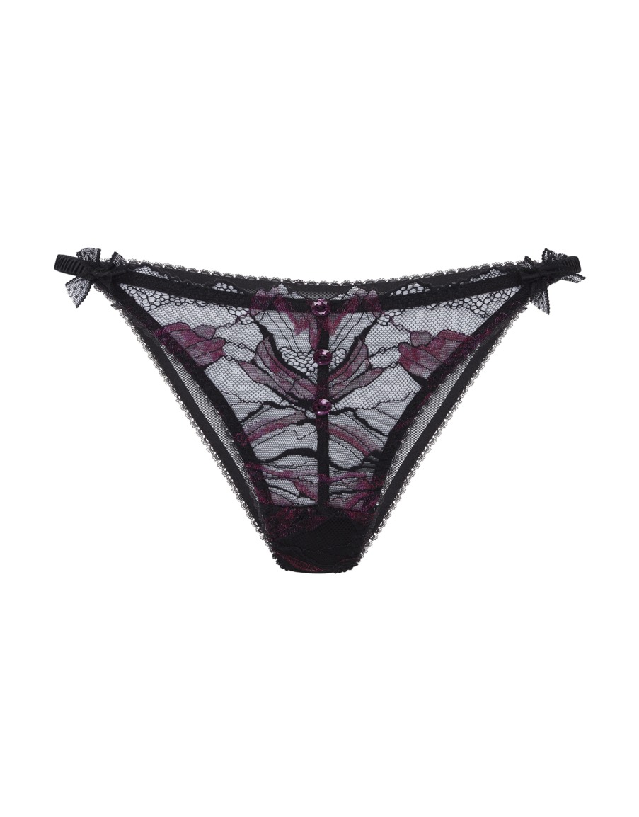 Черные классические трусы из кружева с вышивкой Karmen