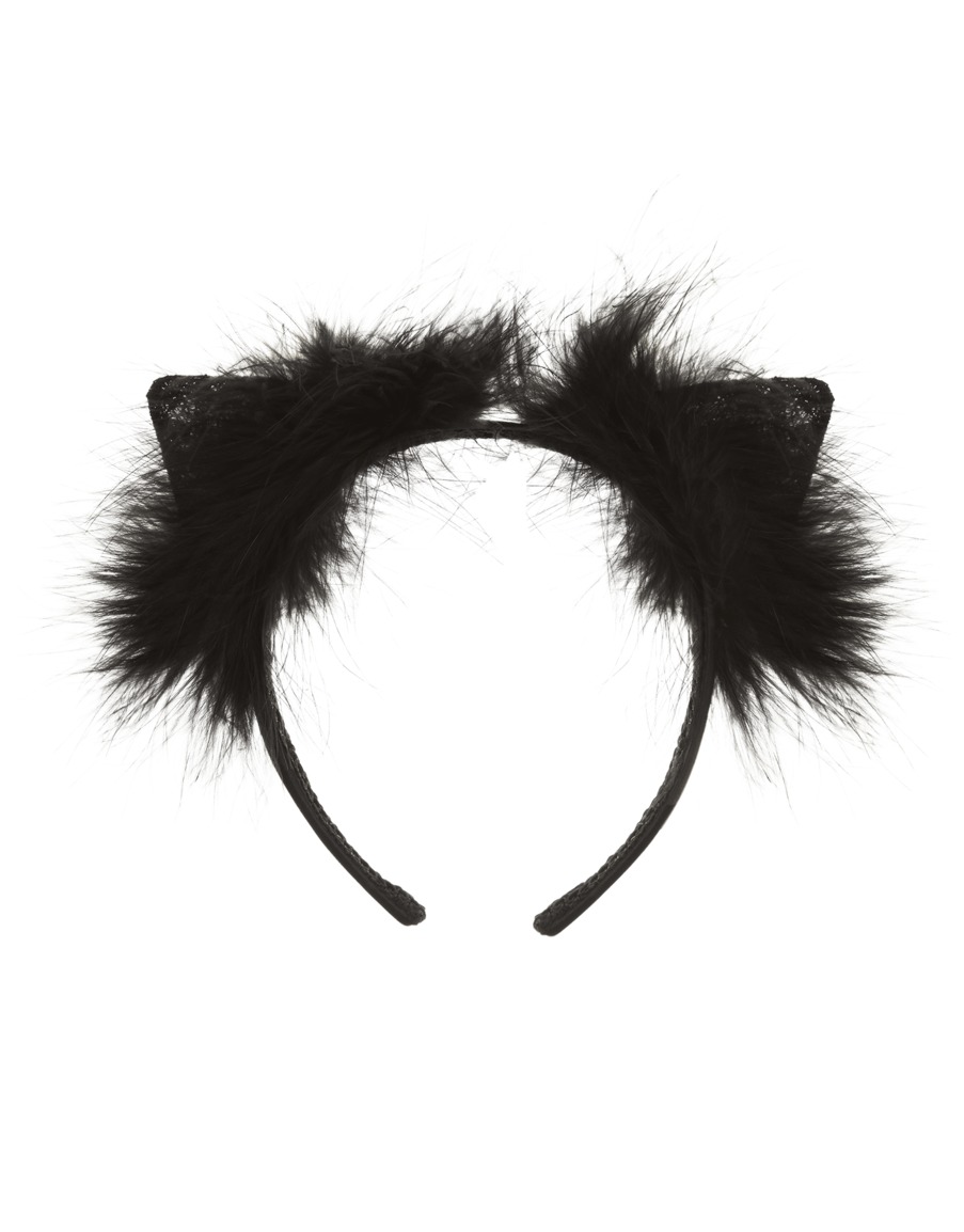 Черный ободок из кружева и перьев марабу Wilma