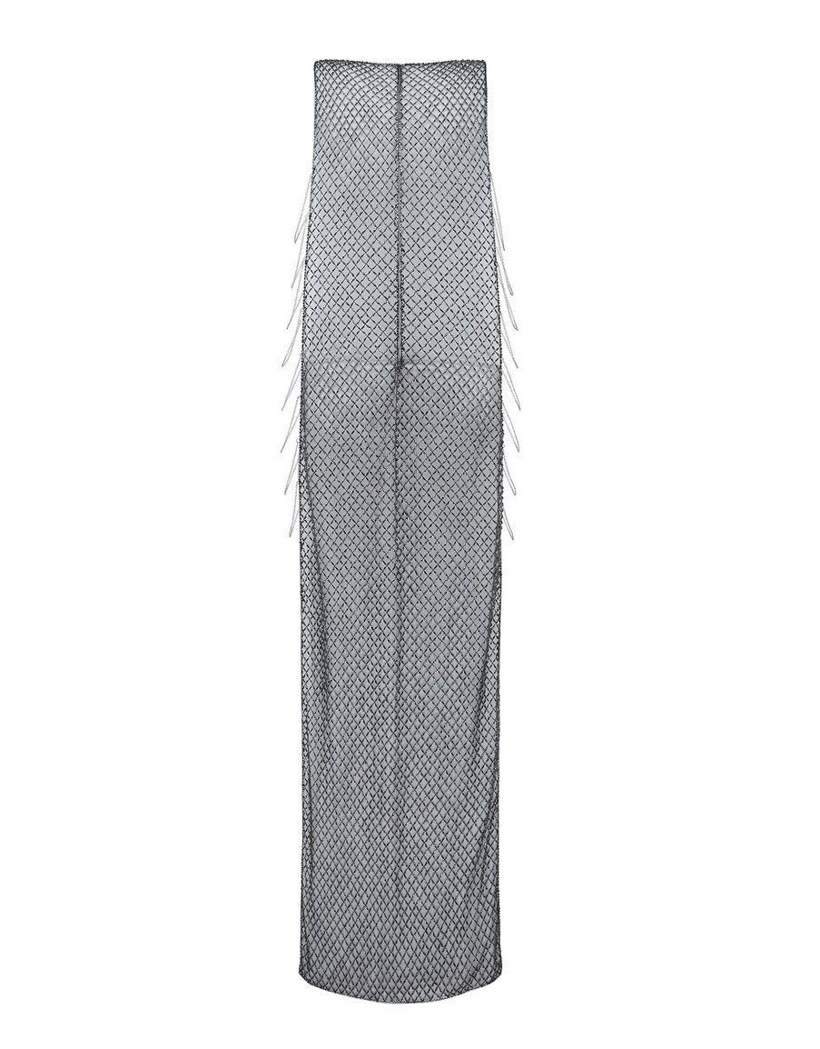 Платье-туника серебряного цвета с цепочками Chrystelle