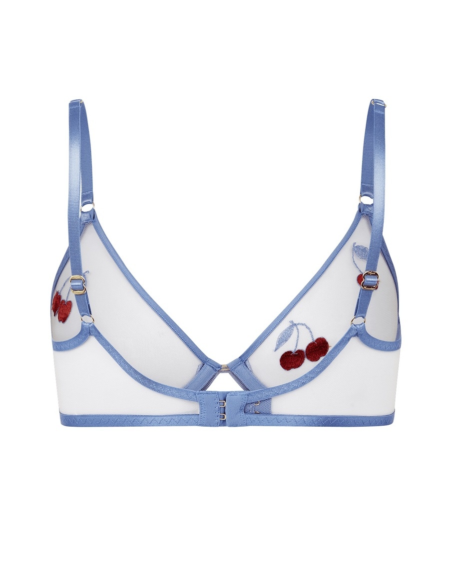 Мягкий бюстгальтер на косточках с вышивкой и голубой отделкой Donnie