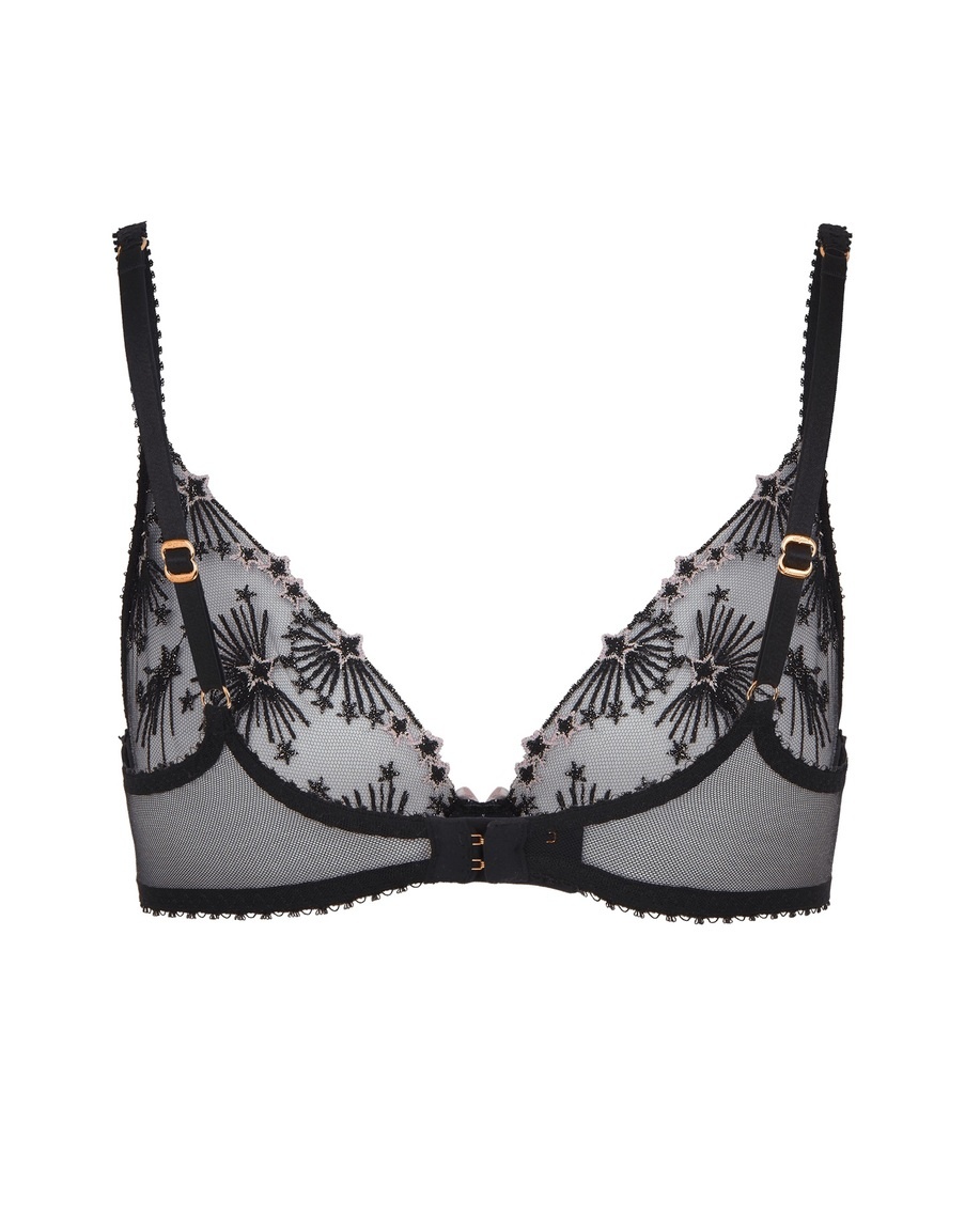 Мягкий черный бюстгальтер на косточках с вышивкой Kaylie