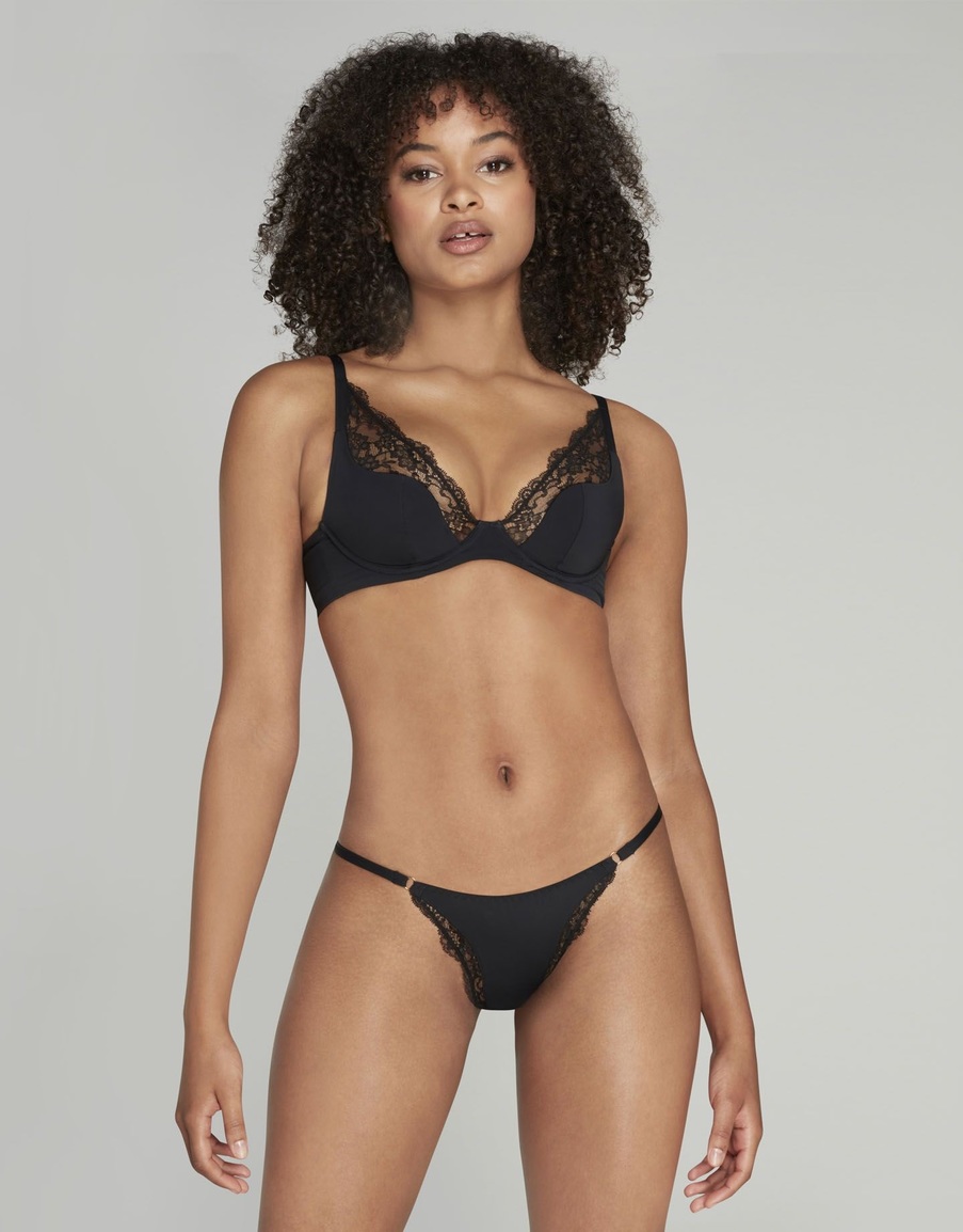 Черные французские трусы с отделкой кружевом Brigette
