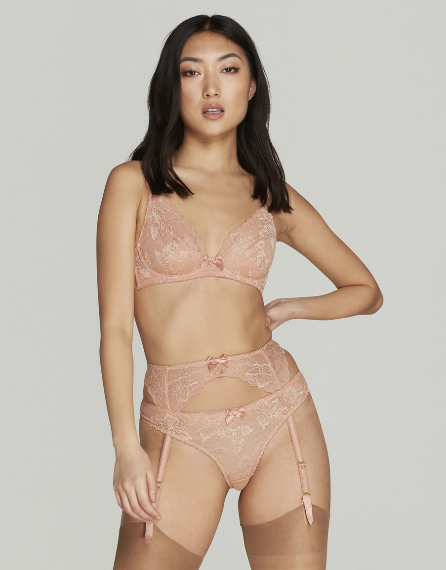 Кремовый кружевной пояс для чулок Leni