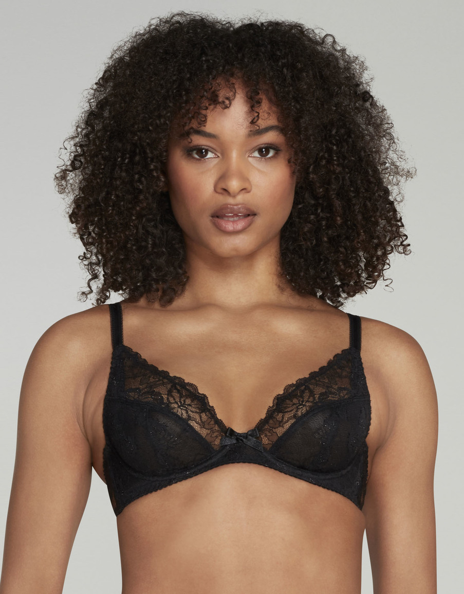 Черный кружевной бюстгальтер с мягкой чашкой Leni
