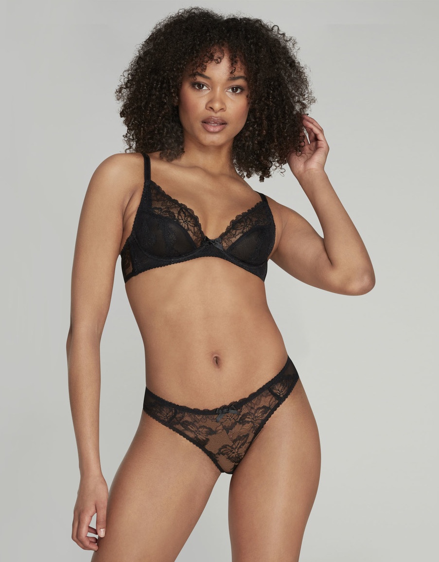 Черный кружевной бюстгальтер с мягкой чашкой Leni