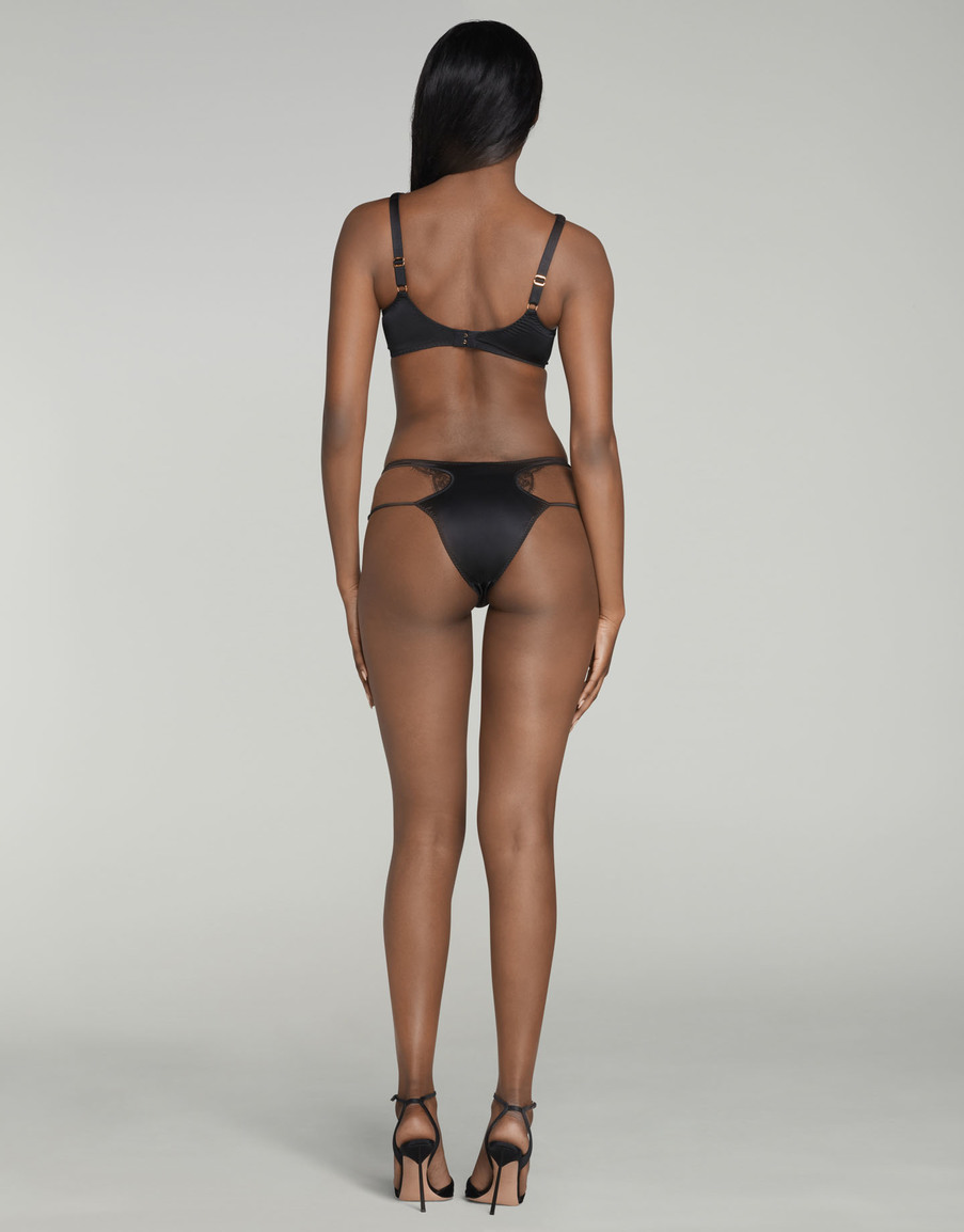 Черный шелковый с кружевом бюстгальтер с мягкой чашкой Larisa