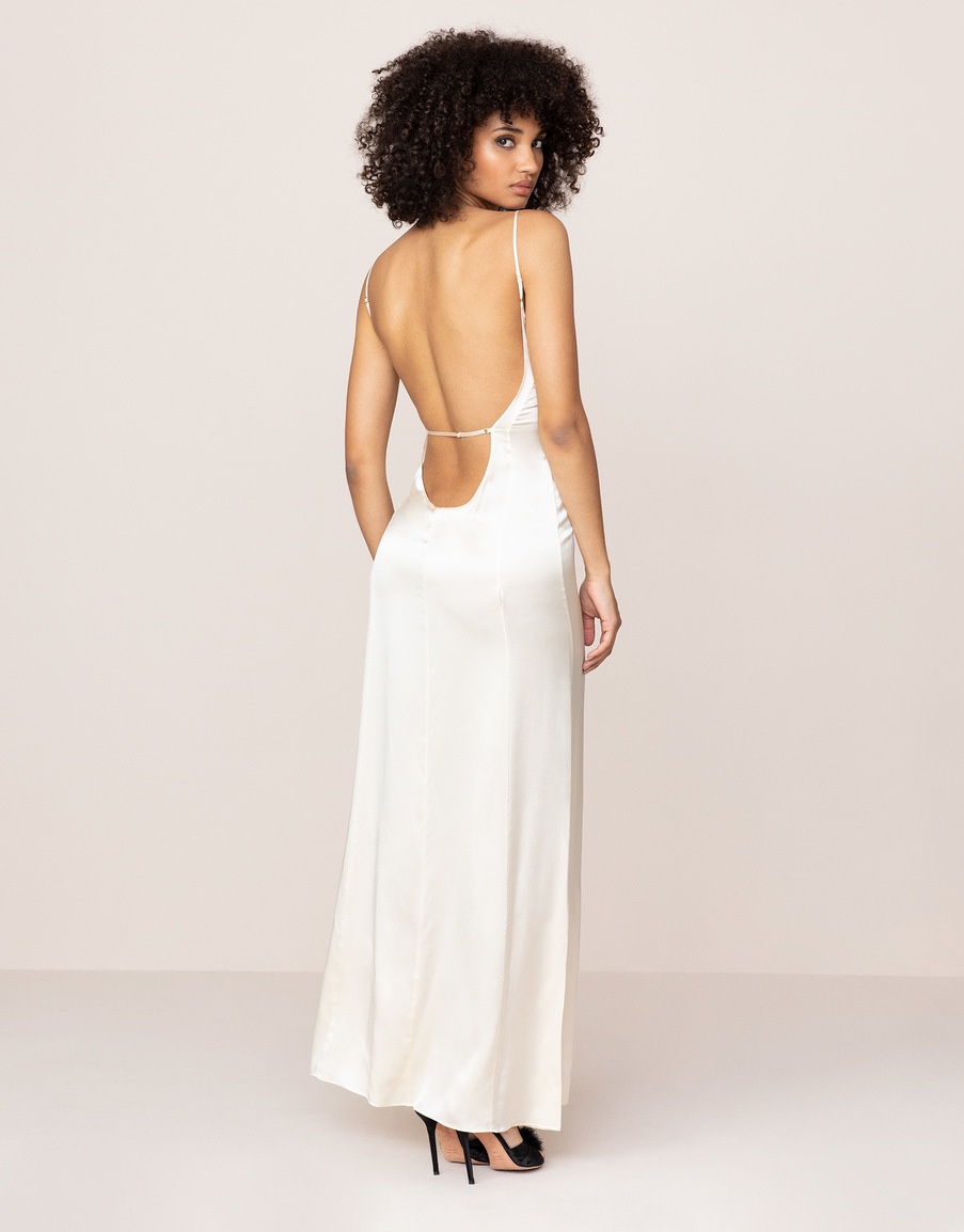 Шелковая длинная сорочка цвета слоновой кости Classic