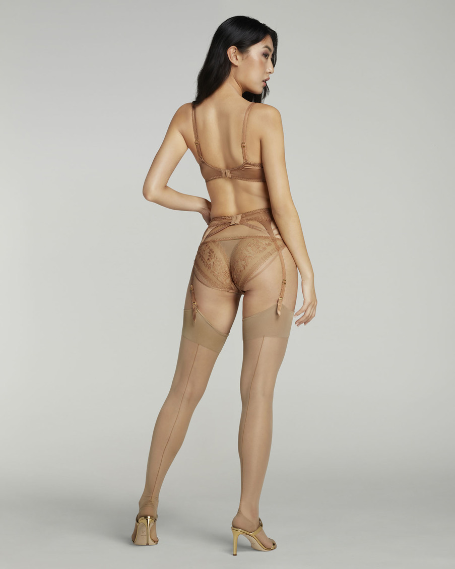 Золотистый кружевной пояс для чулок Tanya