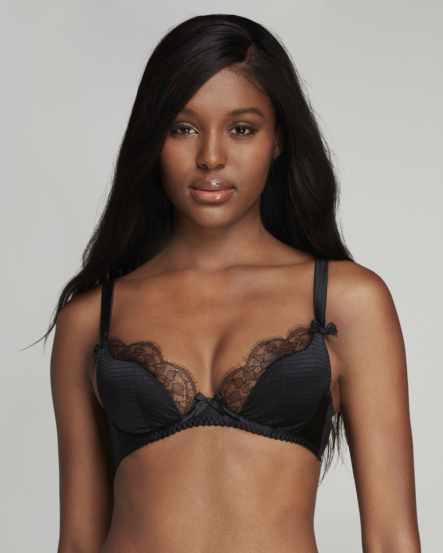 Черный шелковый бюстгальтер с плотной чашкой Helene