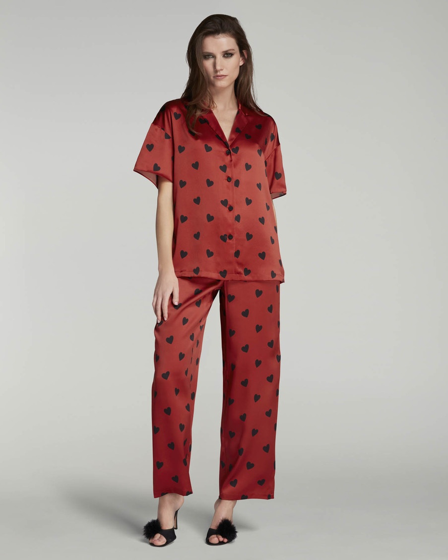 Красно-черные шелковые брюки пижамы Hart