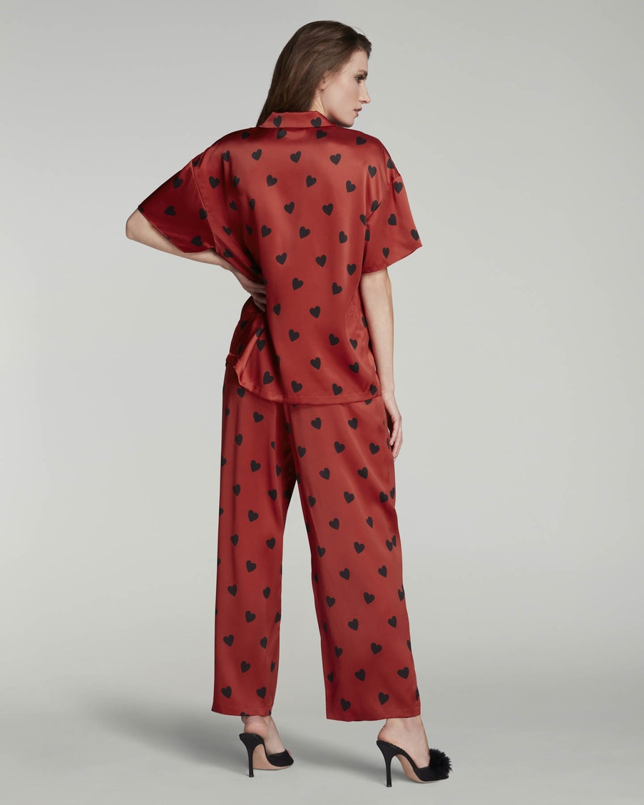 Красно-черные шелковые брюки пижамы Hart