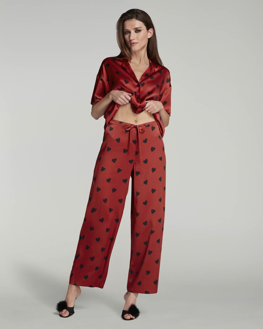 Красно-черные шелковые брюки пижамы Hart