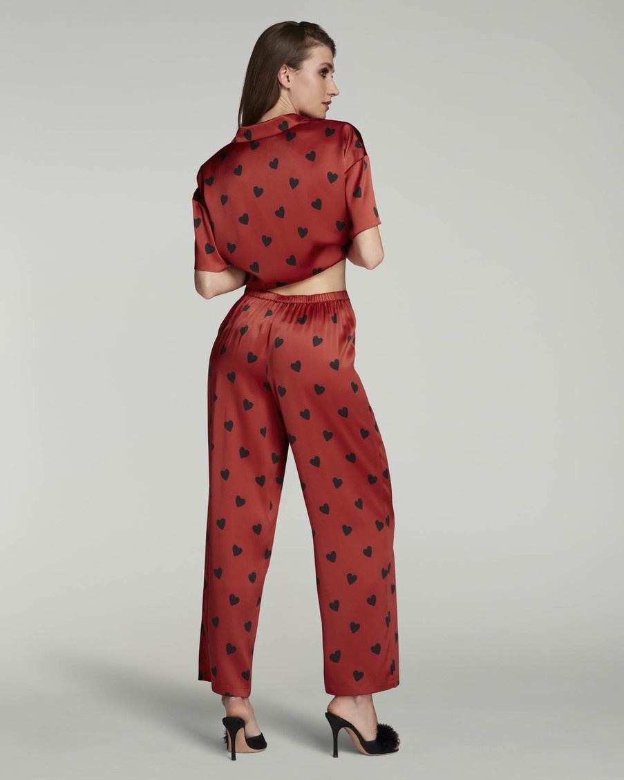 Красно-черные шелковые брюки пижамы Hart