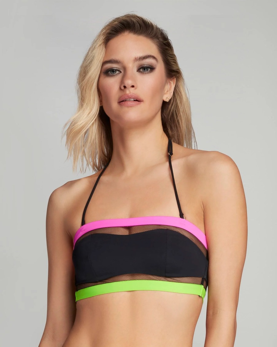 Черно-зеленый топ бандо купальника Zenaya