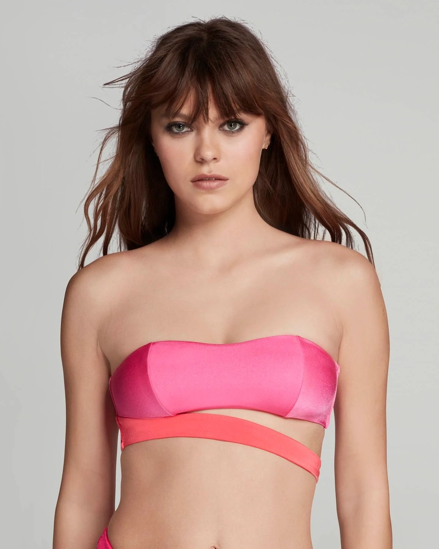 Розово-оранжевый топ купальника Teri