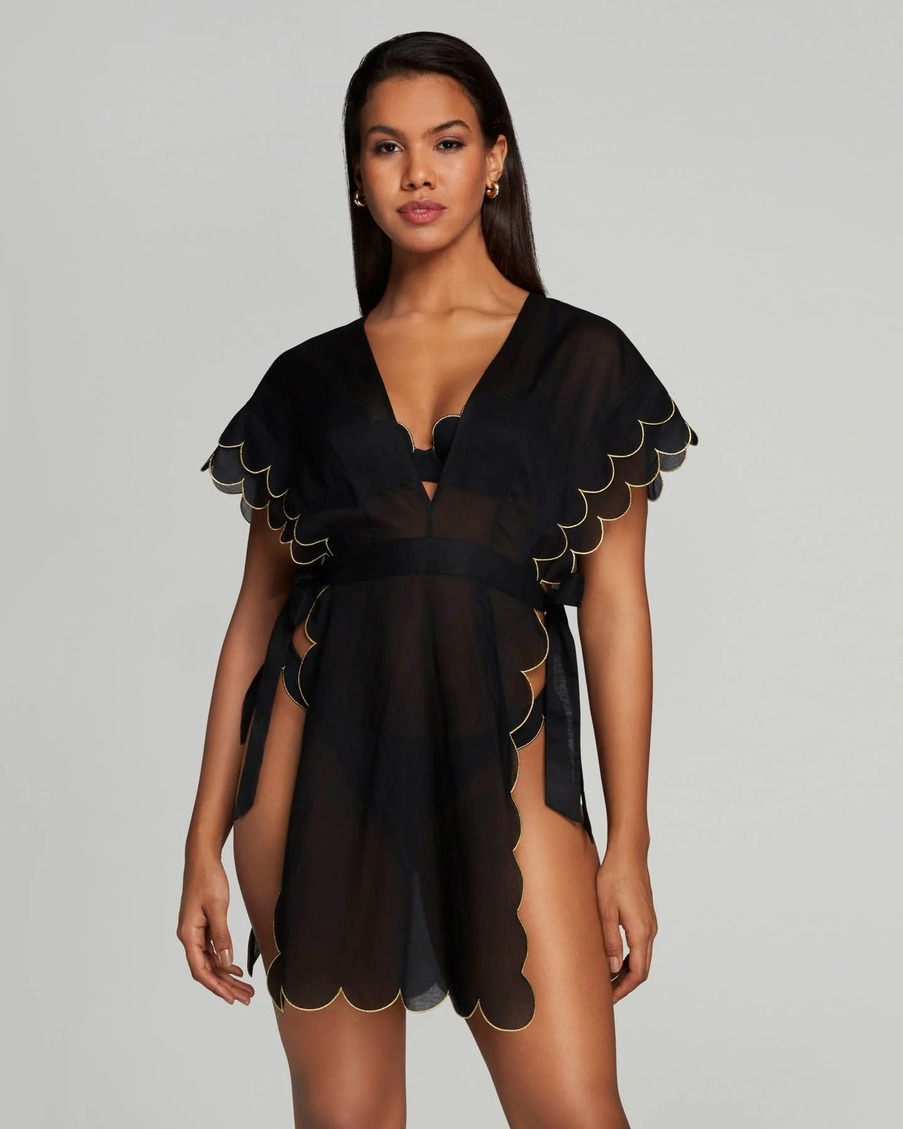 Черная пляжная накидка Lorna