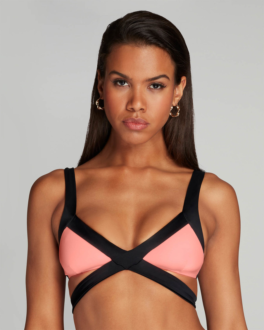 Черно-коралловый топ купальника Mazzy