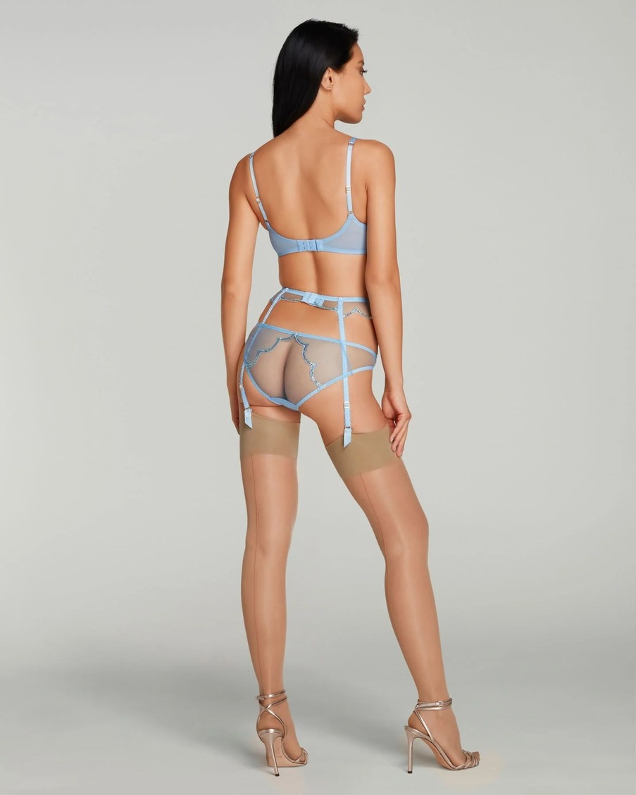 Голубой прозрачный пояс для чулок Lorna Party