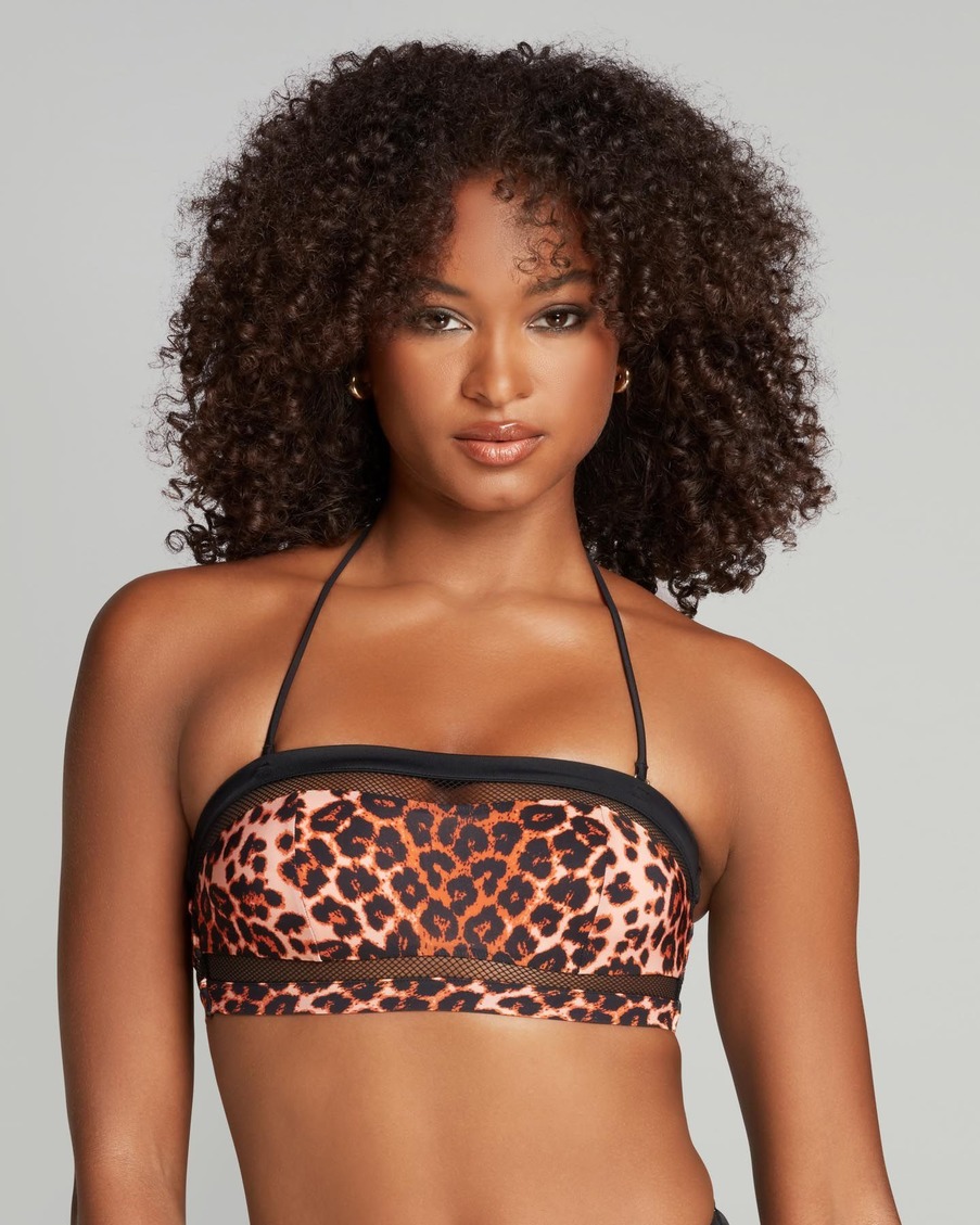 Леопардовый топ бандо купальника Zenaya