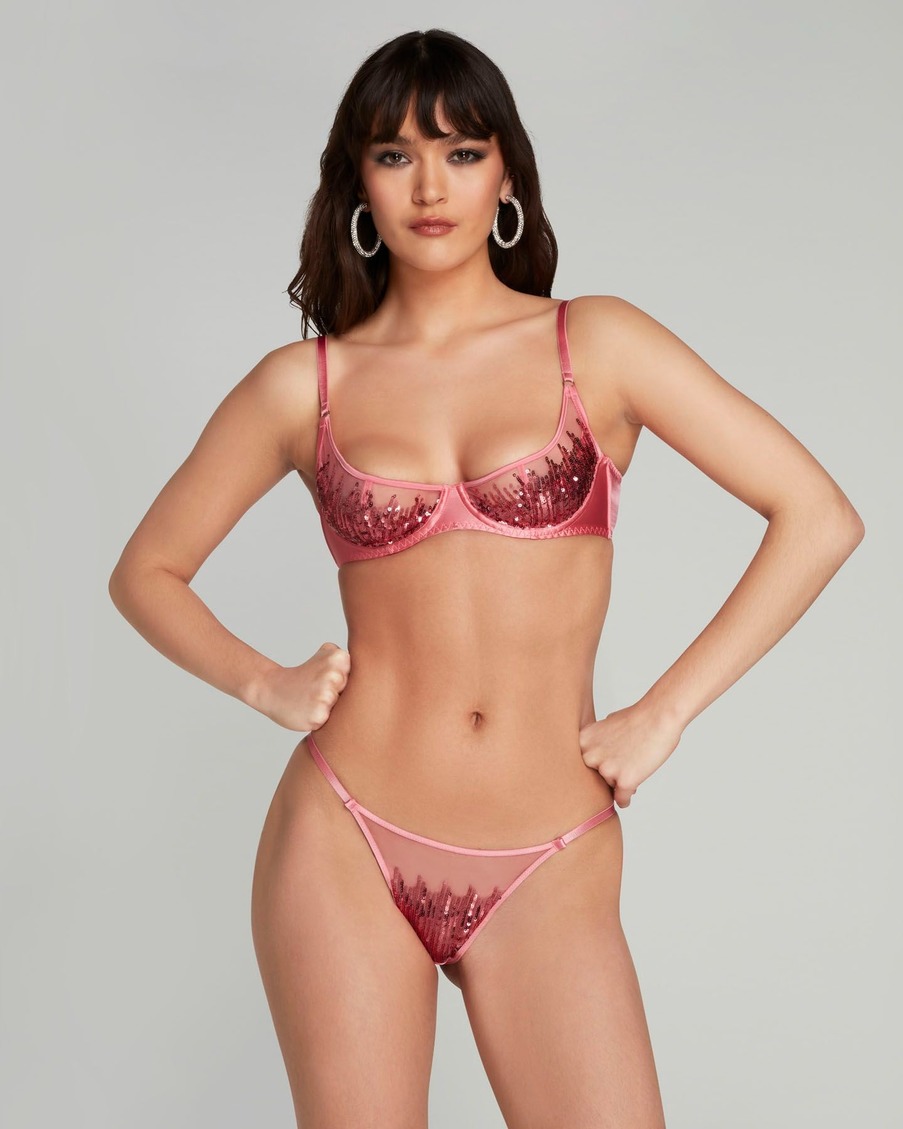 Розовый бюстгальтер с открытой чашкой Calista