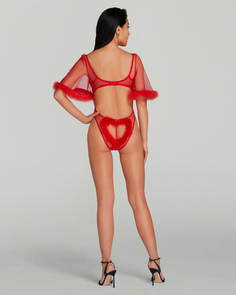 Красное прозрачное боди Inezza