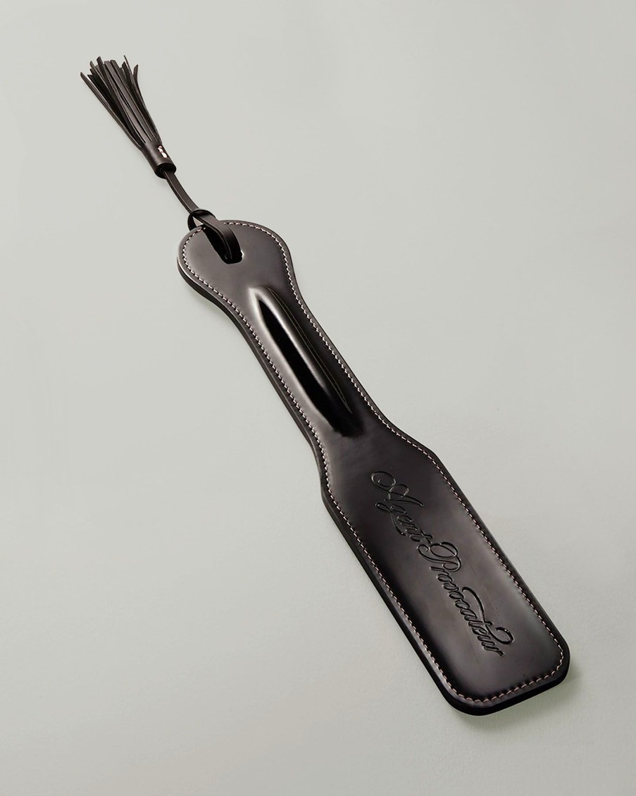 Хлопушка из черной кожи Patent Paddle