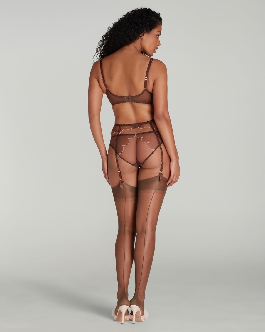 Коричневый пояс для чулок Lorna