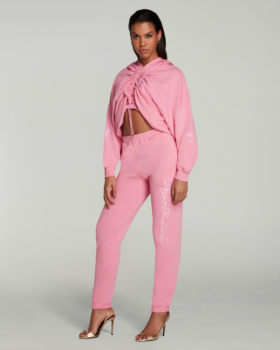 Розовое худи на кулиске с пайетками Rayley