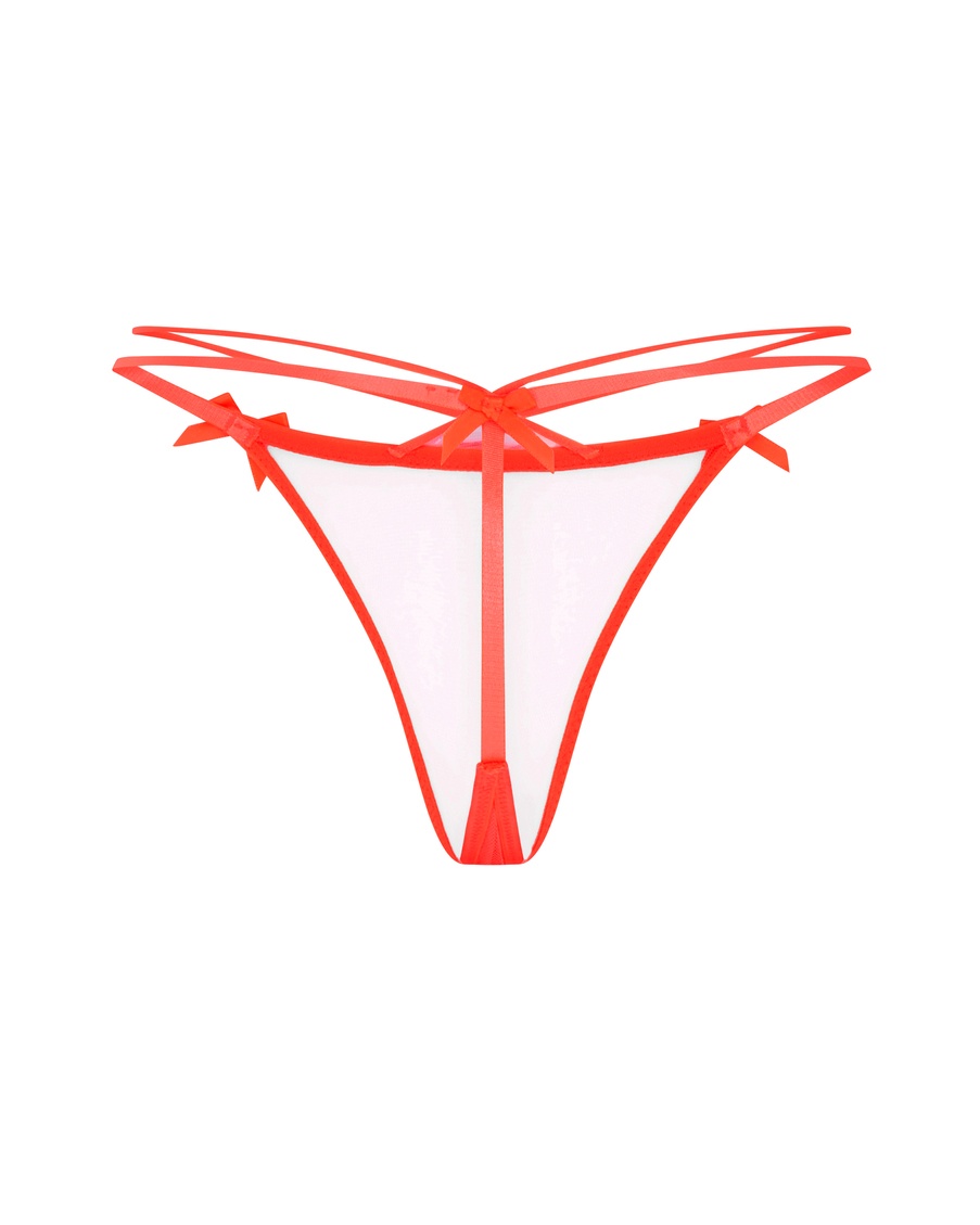 Оранжевые прозрачные трусы стринги Zella
