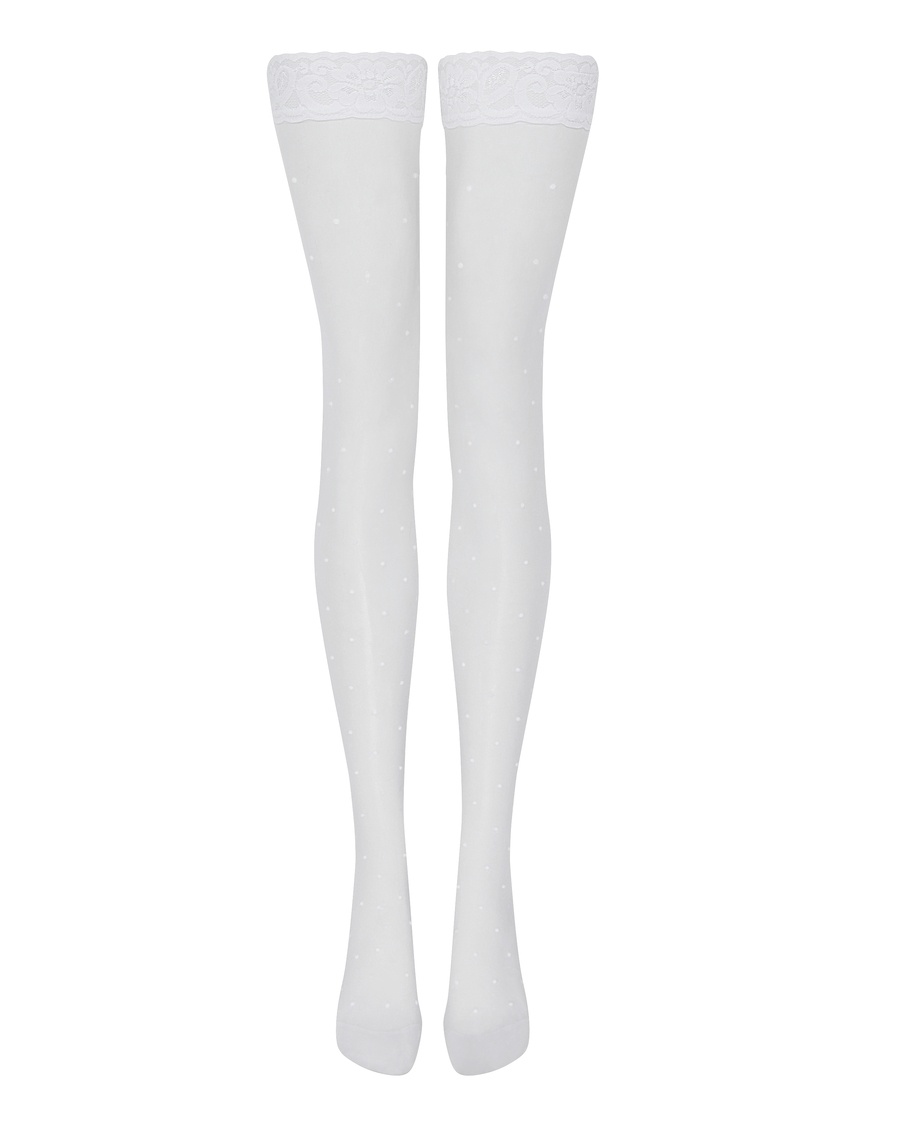 Белые чулки на резинке Una