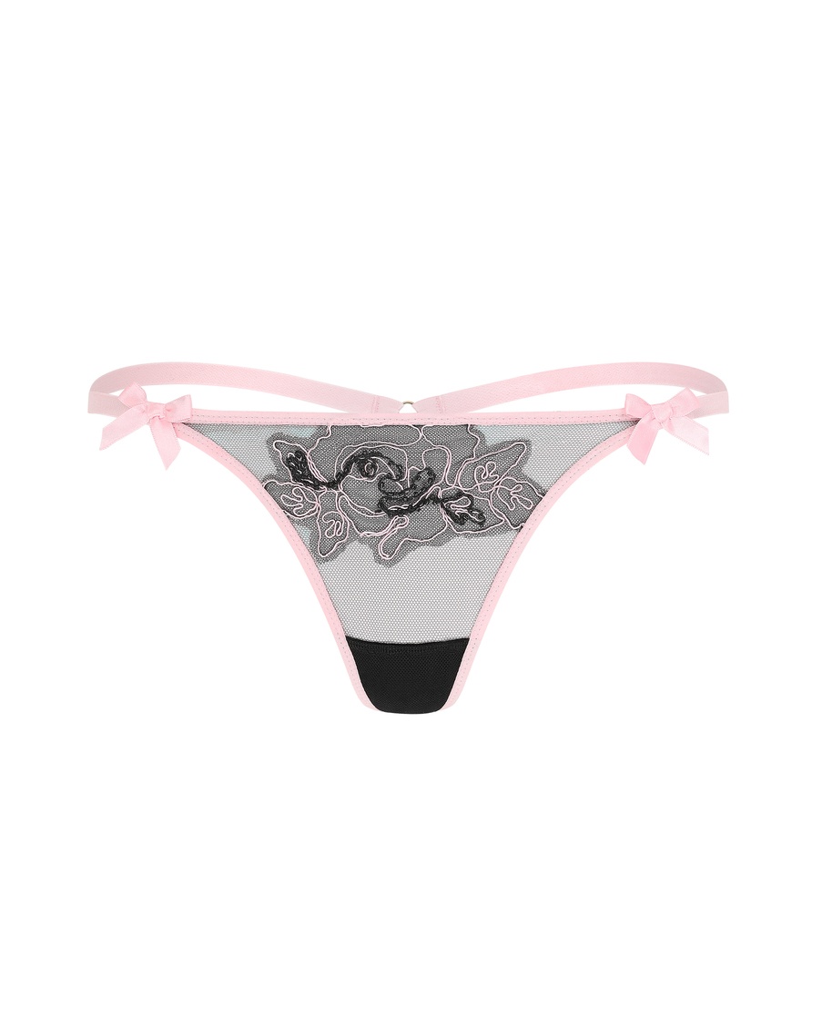 Черно-розовые трусы стринги Lindie