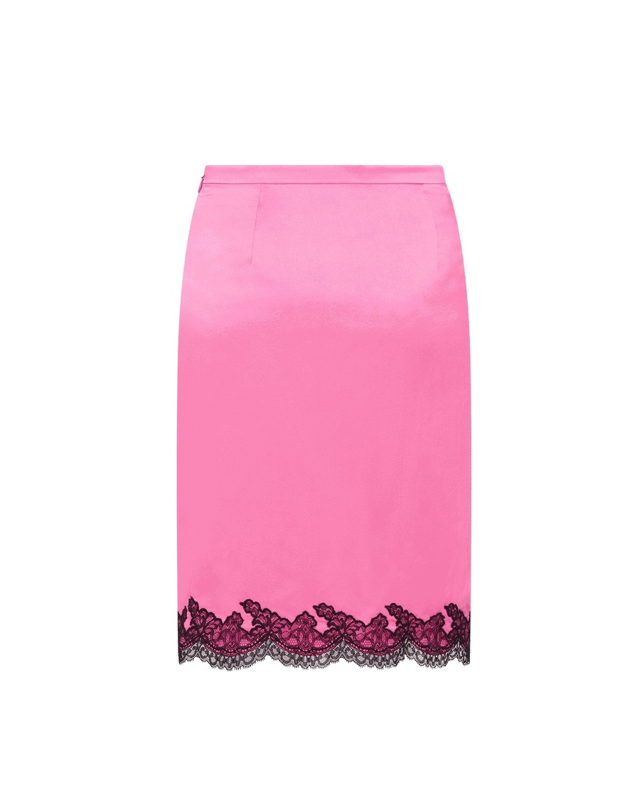 Розово-черная юбка из шелка с кружевом Amelea