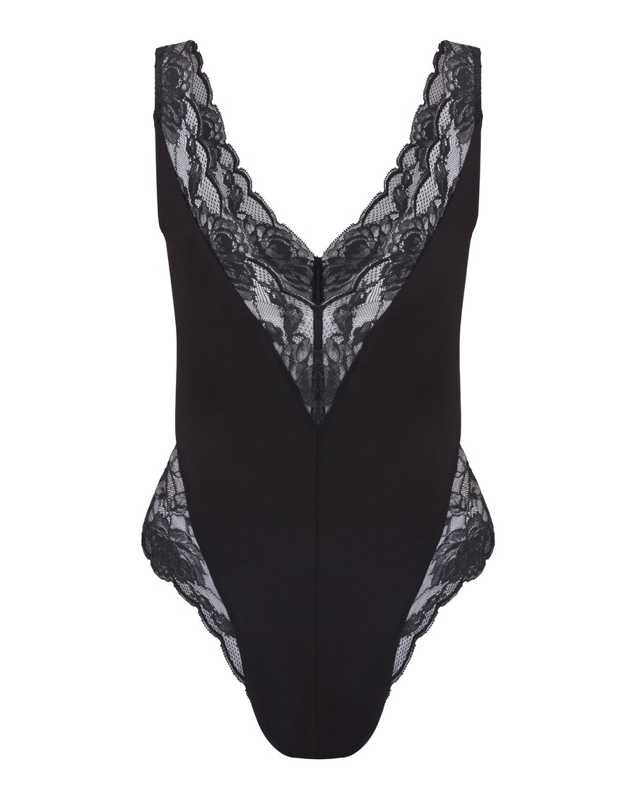 Черное боди с кружевом Casia