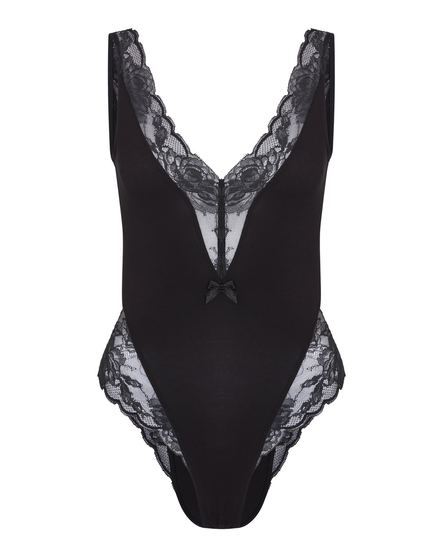 Черное боди с кружевом Casia