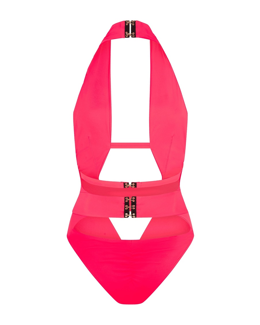 Розовый слитный купальник-монокини Anja