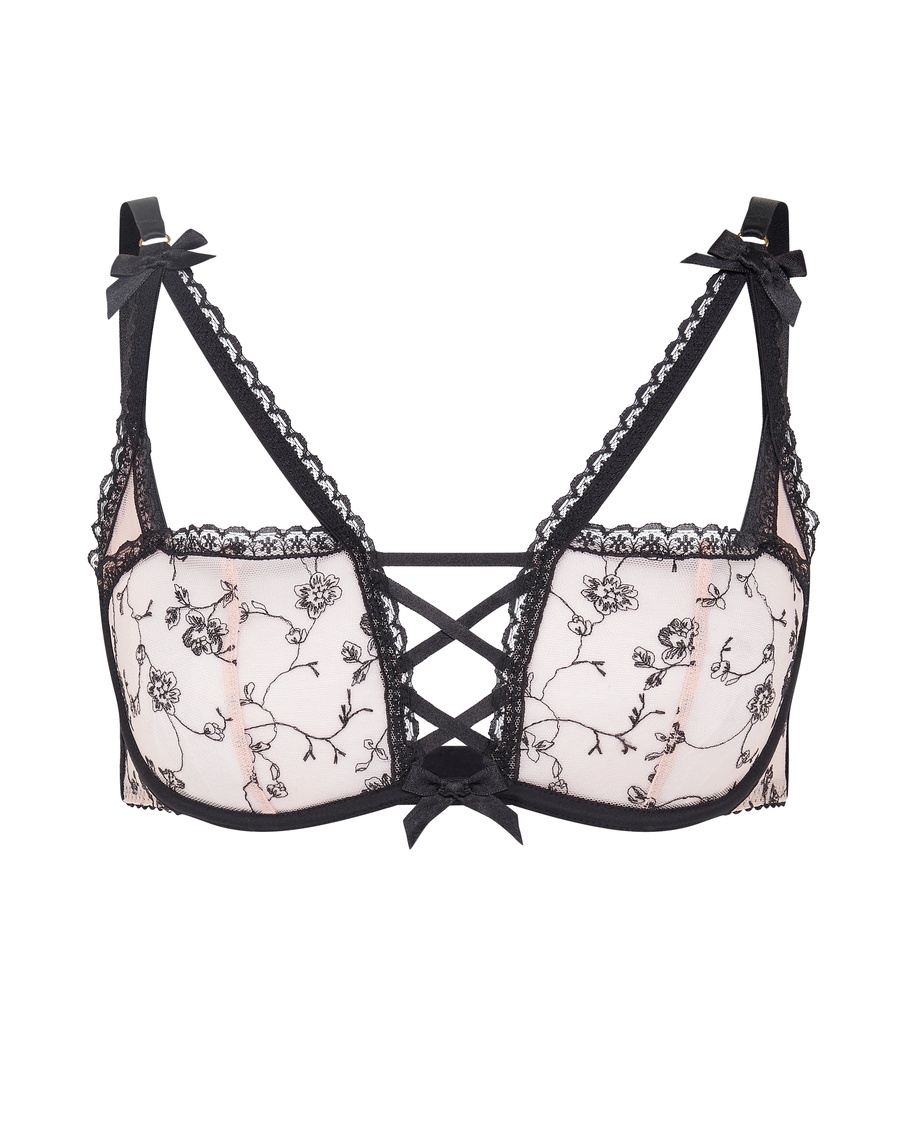 Розово-черный бюстгальтер с мягкой чашкой Rosaleen