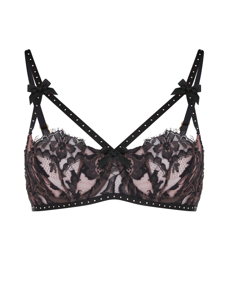 Розово-черный бюстгальтер с мягкой чашкой Temptressa