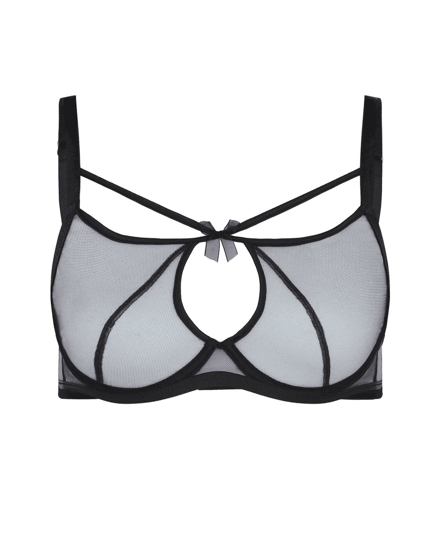 Черный прозрачный бюстгальтер с глубокой чашкой Buffie