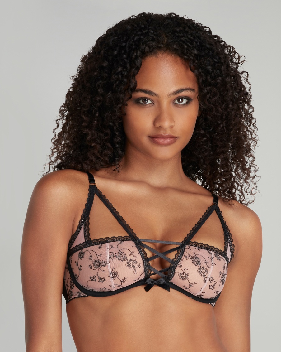 Розово-черный бюстгальтер с мягкой чашкой Rosaleen
