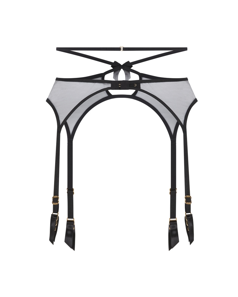 Черный прозрачный пояс для чулок Buffie